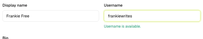 The username field with its live availability check